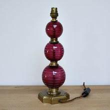 A Pair of Cranberry Glass - Table Lamps