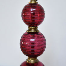 A Pair of Cranberry Glass - Table Lamps