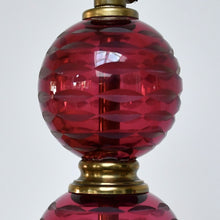 A Pair of Cranberry Glass - Table Lamps