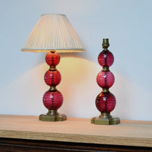 A Pair of Cranberry Glass - Table Lamps