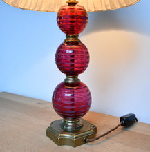 A Pair of Cranberry Glass - Table Lamps