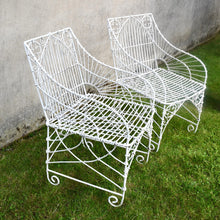 A Pair of Vintage Wirework - Garden Chairs & Side Table