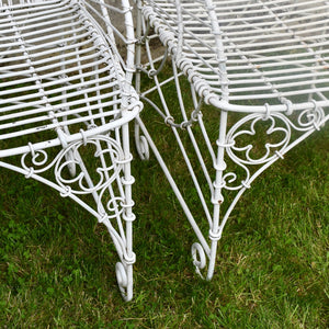 A Pair of Vintage Wirework - Garden Chairs & Side Table