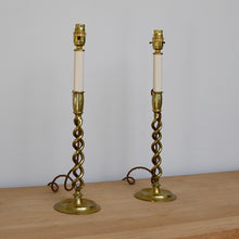 A Pair of Victorian Candlestick - Table Lamps