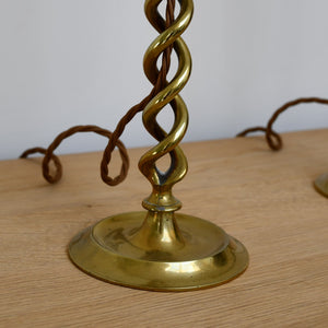 A Pair of Victorian Candlestick - Table Lamps