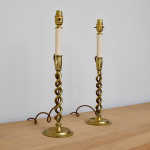 A Pair of Victorian Candlestick - Table Lamps