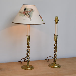 A Pair of Victorian Candlestick - Table Lamps