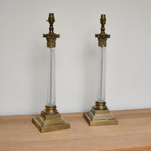 A Pair of Vaughan Designs - Twisted Glass Column Lamps