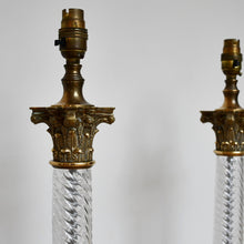 A Pair of Vaughan Designs - Twisted Glass Column Lamps