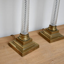 A Pair of Vaughan Designs - Twisted Glass Column Lamps