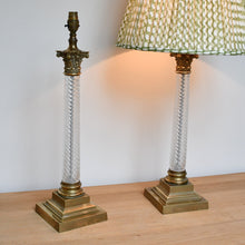 A Pair of Vaughan Designs - Twisted Glass Column Lamps