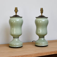 A Pair of Celadon Glaze - Table Lamps