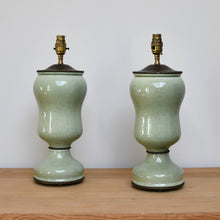A Pair of Celadon Glaze - Table Lamps