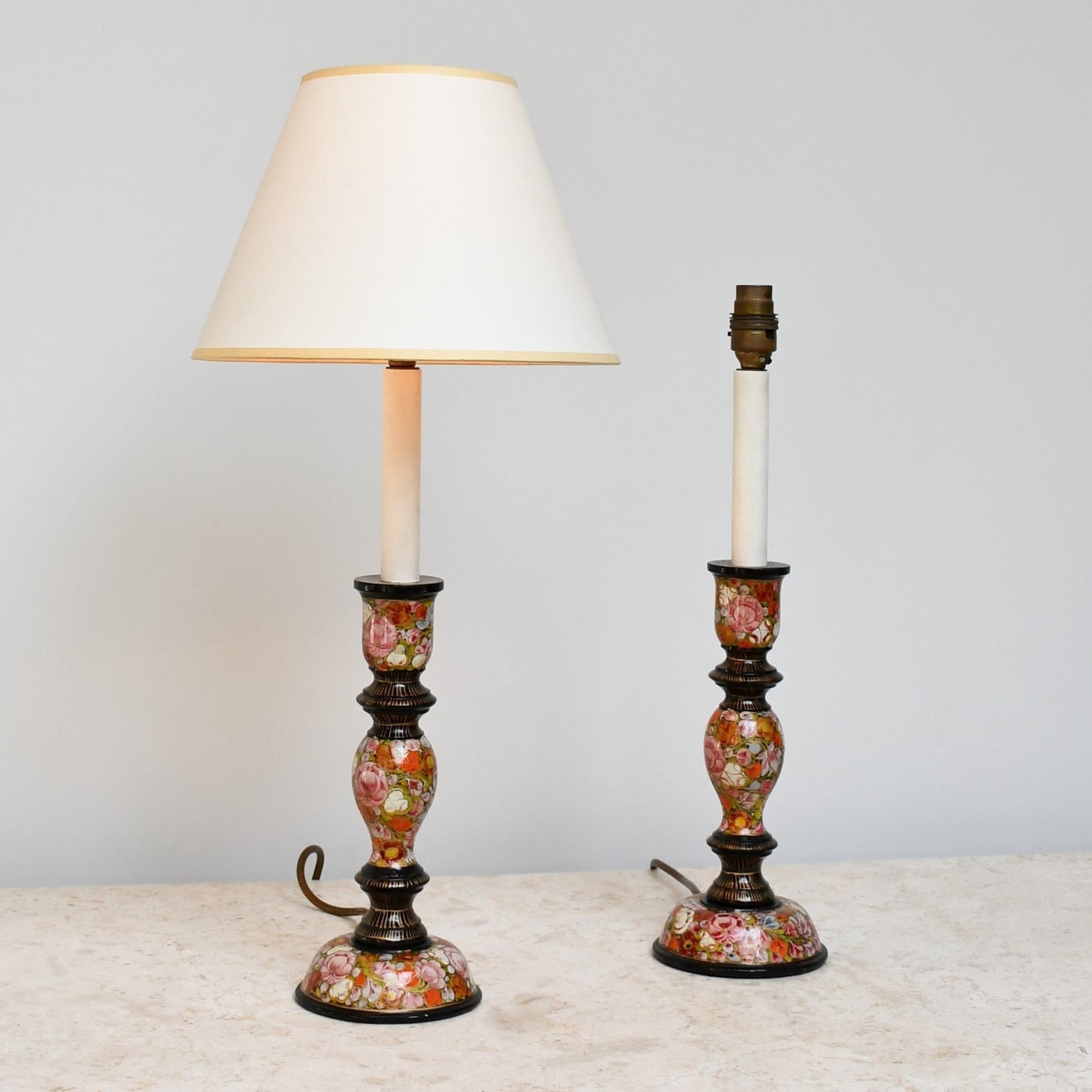 A Pair of Vintage Kashmiri - Table Lamps