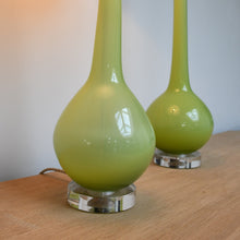 A Pair of Porta Romana - Green Gourd Lamps