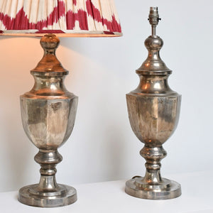 A Pair of Late 20th Century - Silver Plated Lamps