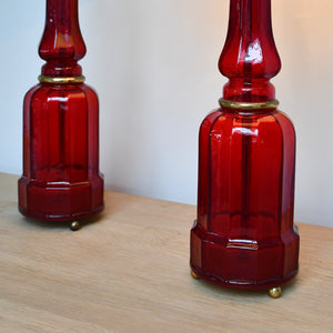 A Pair of Early 20th Century - Glass Table Lamps