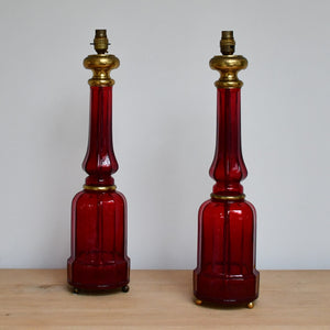 A Pair of Early 20th Century - Glass Table Lamps
