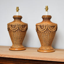 A Pair of Vintage Rattan - Table Lamps