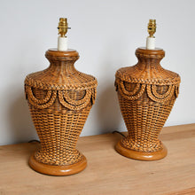 A Pair of Vintage Rattan - Table Lamps