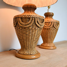 A Pair of Vintage Rattan - Table Lamps