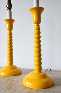 A Pair of Bobbin Candlestick - Table Lamps