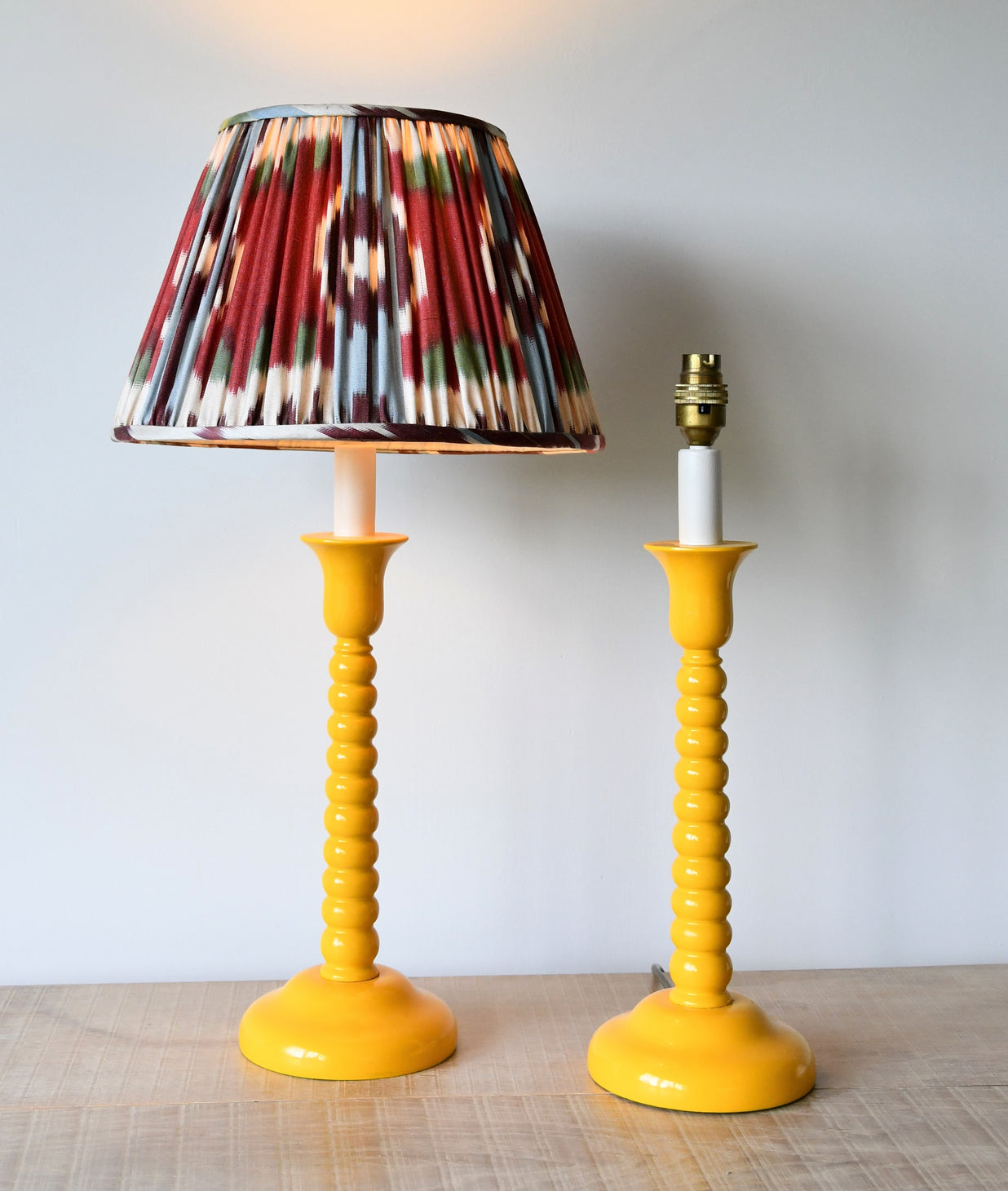 A Pair of Bobbin Candlestick - Table Lamps