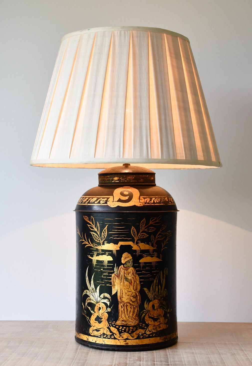 19th Century Toleware Tea Canister - Table Lamp