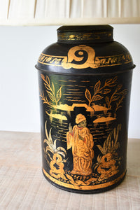 19th Century Toleware Tea Canister - Table Lamp