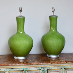 A Pair of Apple Green - Table Lamps