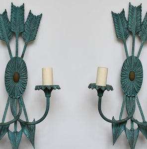 A Pair of Vintage French - Arrow Wall Lights