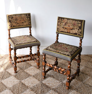 A Pair of Victorian - Walnut Side Chairs