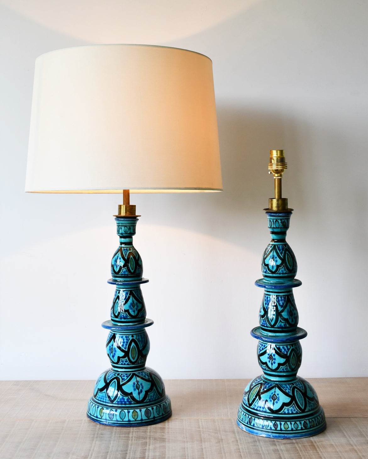 A Pair of Moroccan - Candlestick Lamps