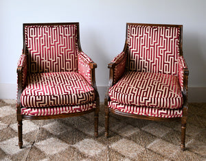 A Pair of Vintage French - Bergere Armchairs