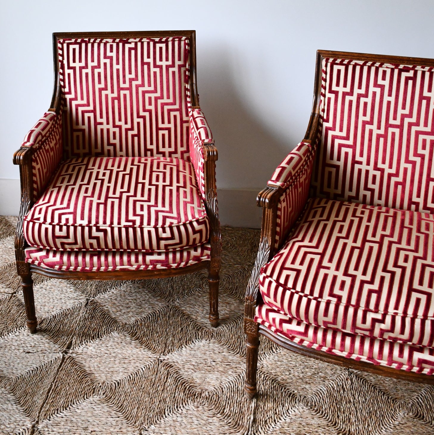 A Pair of Vintage French - Bergere Armchairs