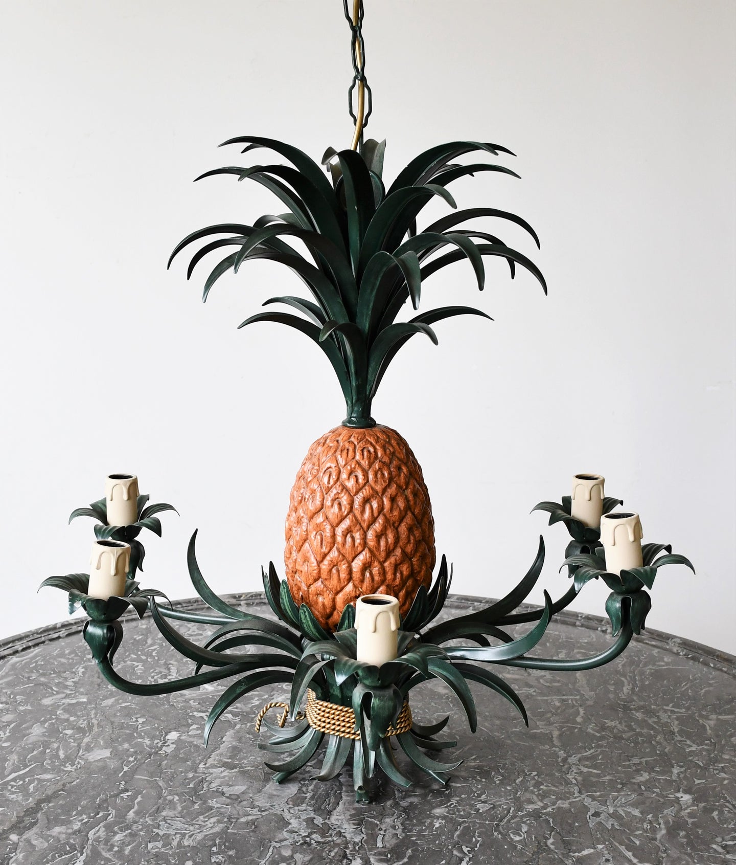 Vintage French - Tole Pineapple Chandelier