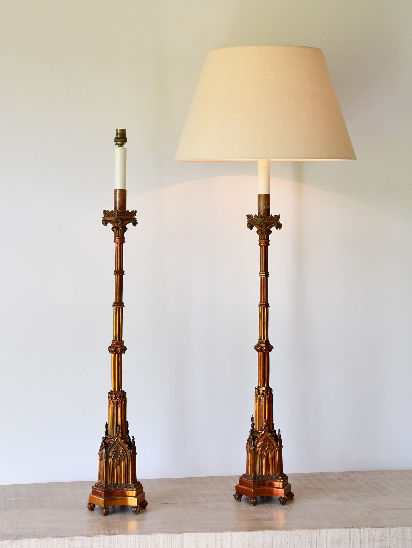 A Pair of 19th Century - French Gothic Revival Lamps