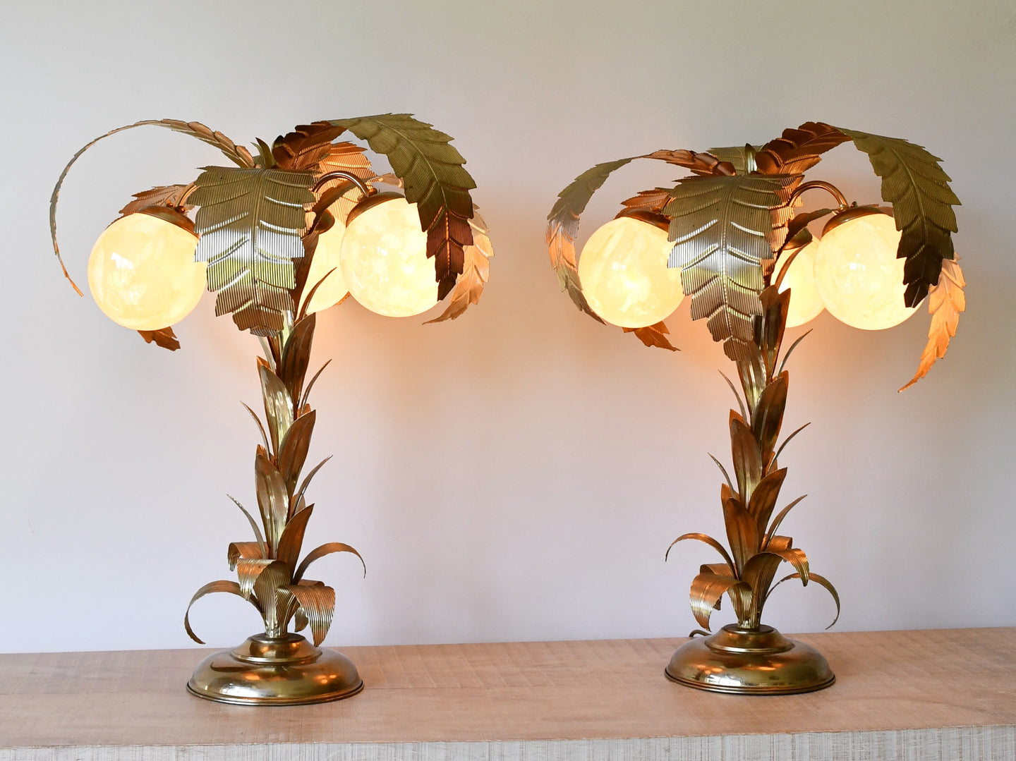 A Pair of Vintage - Italian Palm Tree - Table Lamps