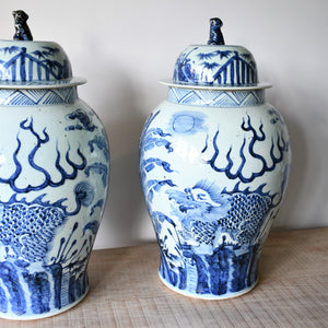 A Large Pair of Chinese Temple - Ginger Jars