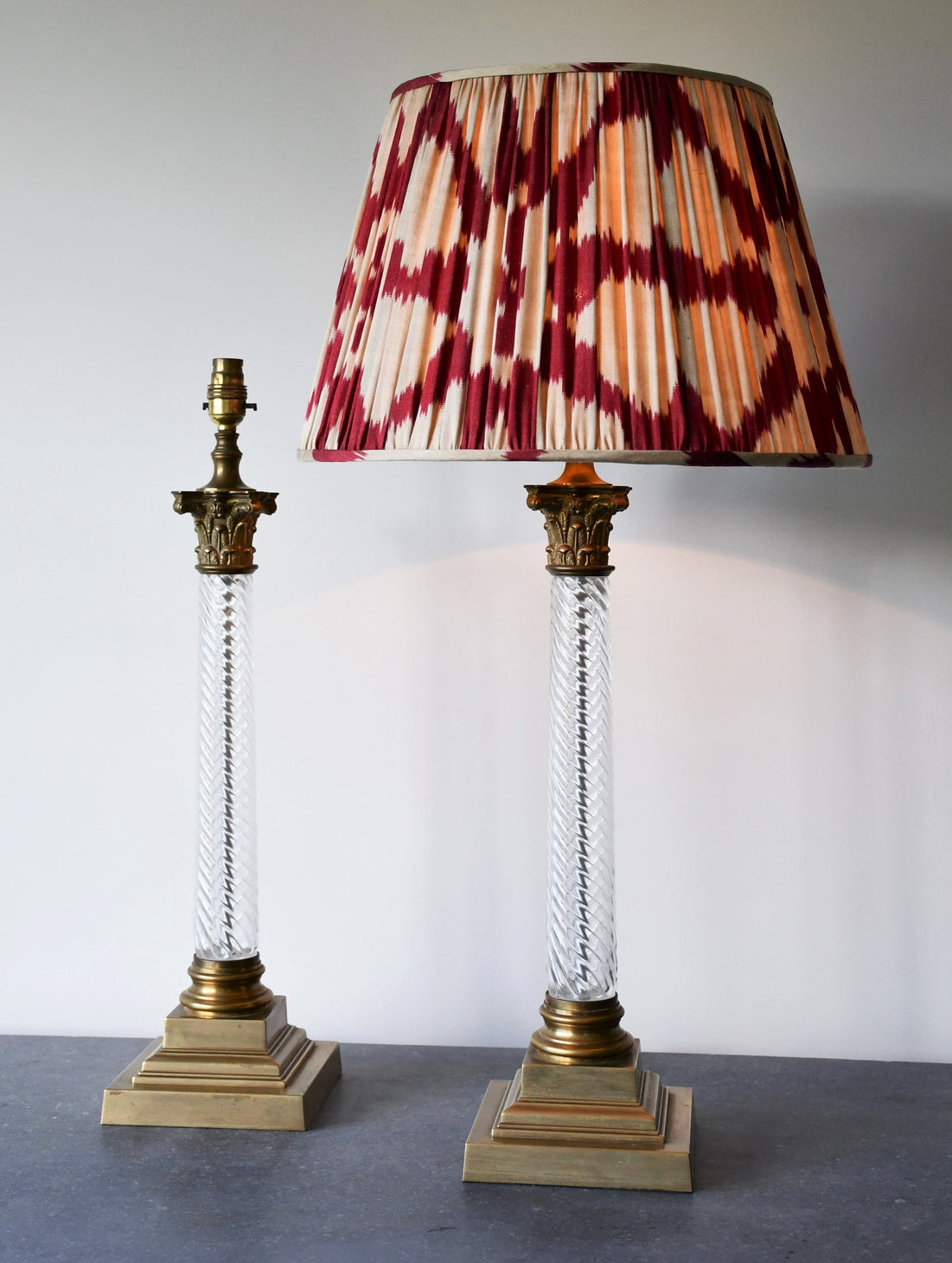 A Pair of Vaughan Designs - Twisted Glass Column - Table Lamps