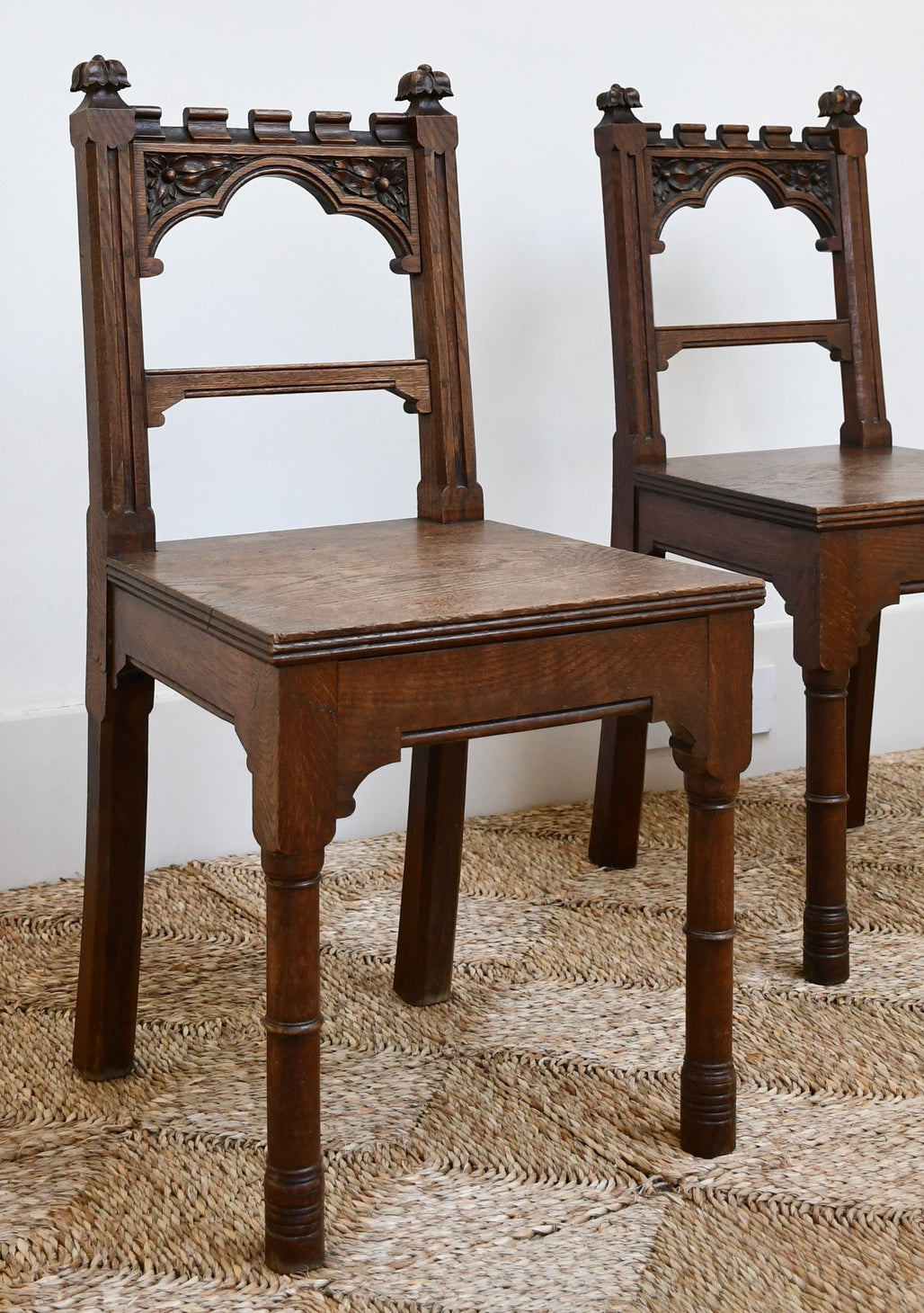 A Pair of 19th Century - Gothic Hall Chairs