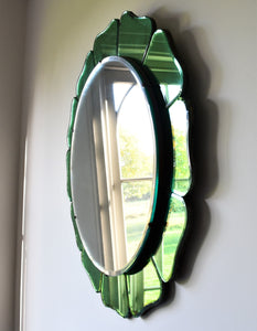 Wonderful Art Deco - Green Glass Mirror