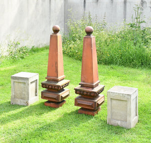 A Rare Pair of Victorian - Garden Obelisks with Plinths