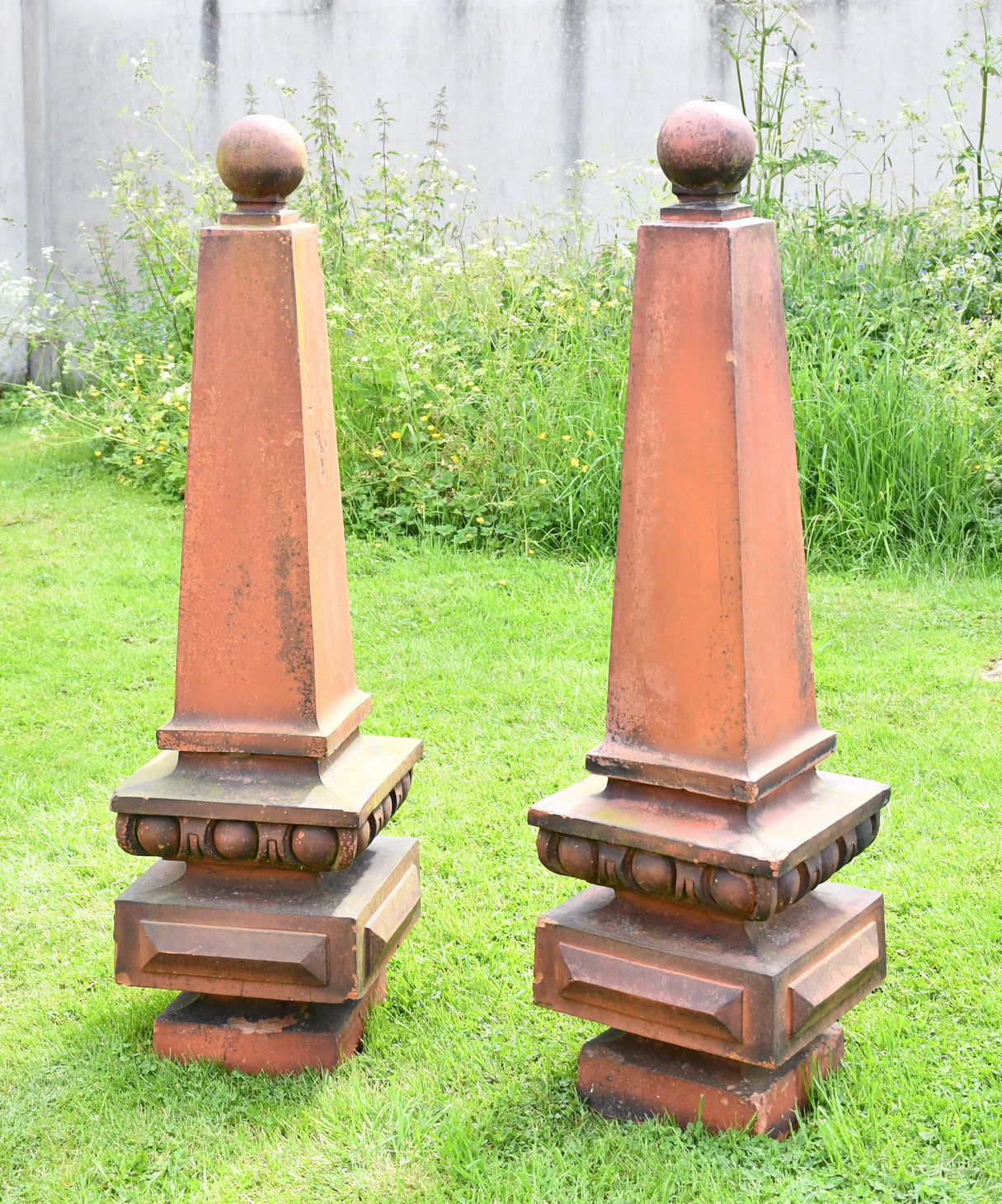 A Rare Pair of Victorian - Garden Obelisks with Plinths