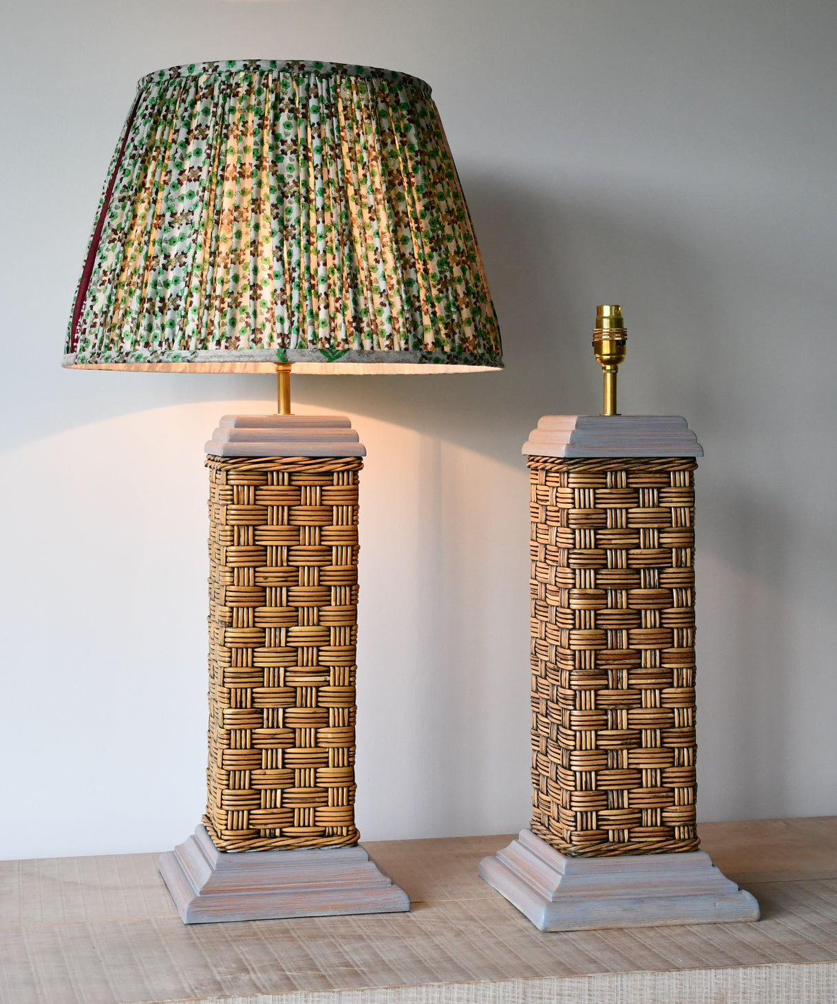 A Pair of Vintage Rattan - Table Lamps