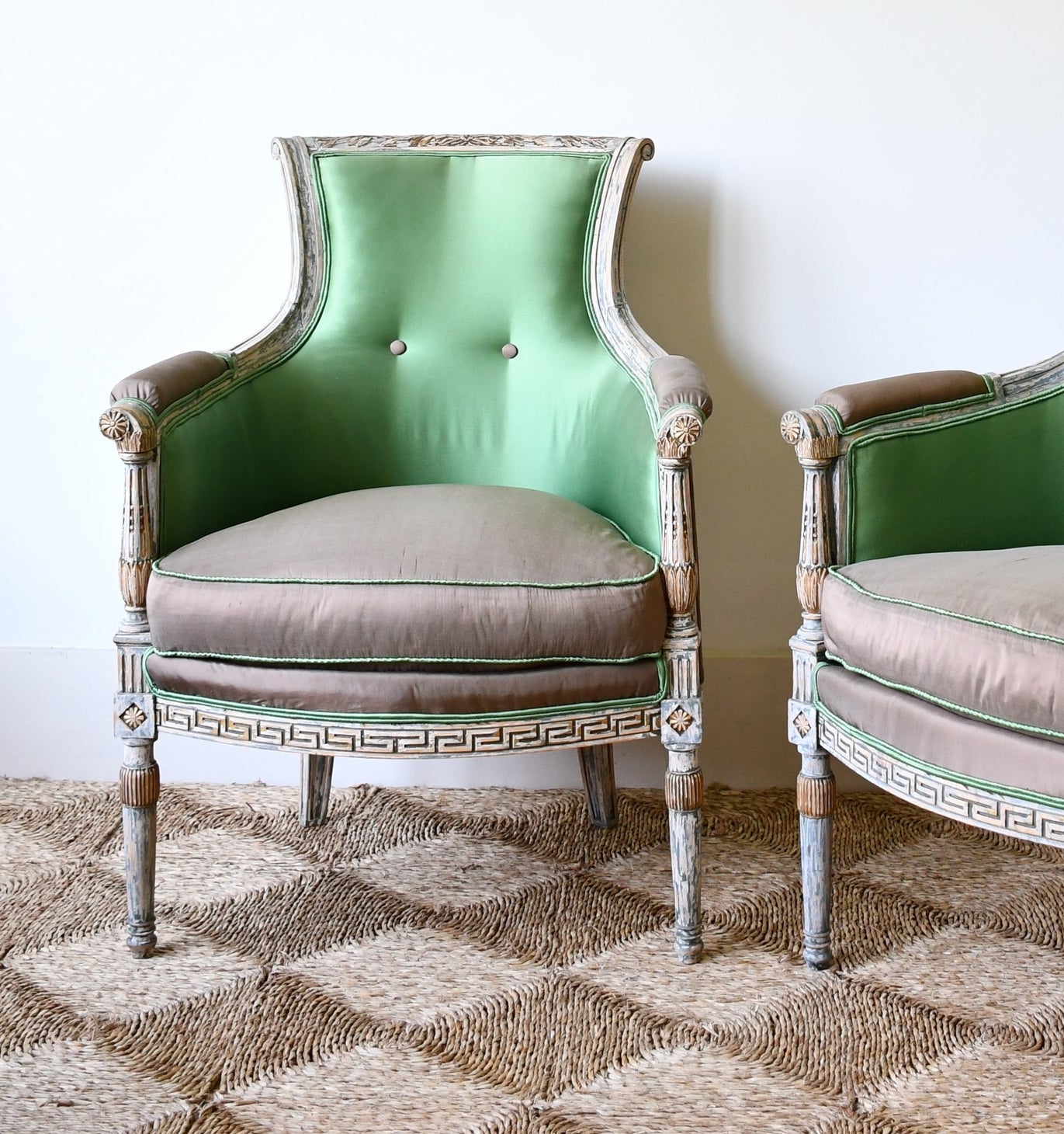 A Pair of Early 20th Century - French Painted Armchairs