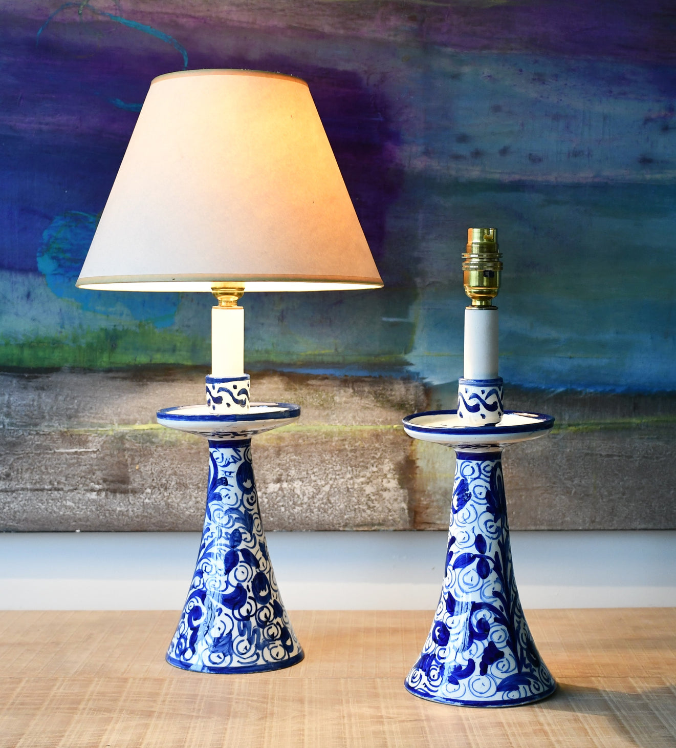 A Pair of Vintage Candlestick - Table Lamps