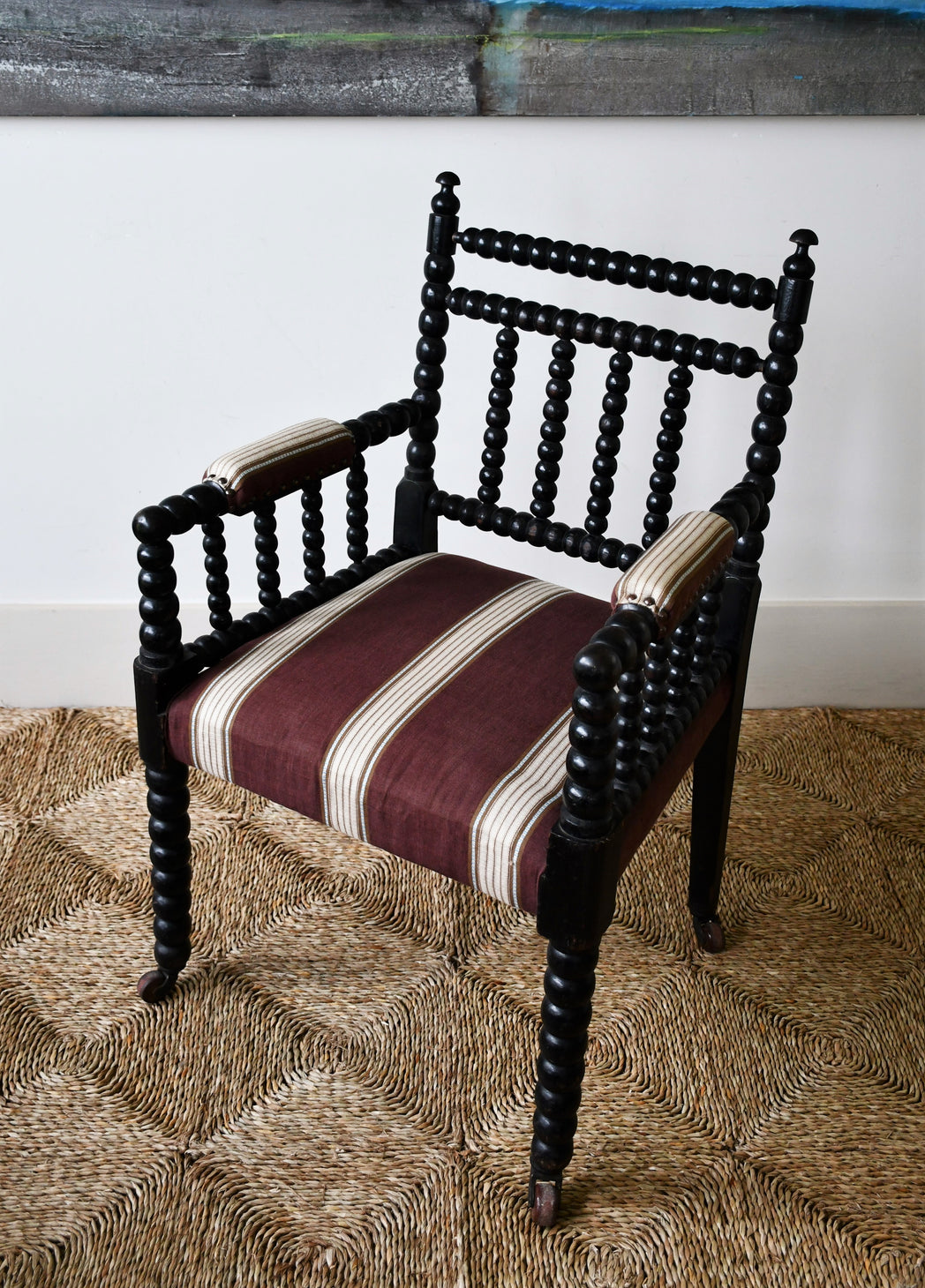 19th Century Ebonised - Bobbin Armchair