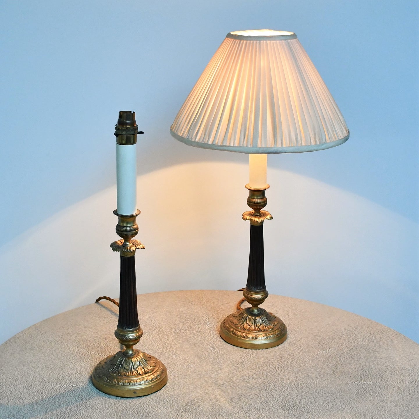 A Pair of Vintage French - Candlestick Table Lamps